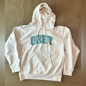 OBEY Women’s Off-White Hoodie Embroidered Size Medium